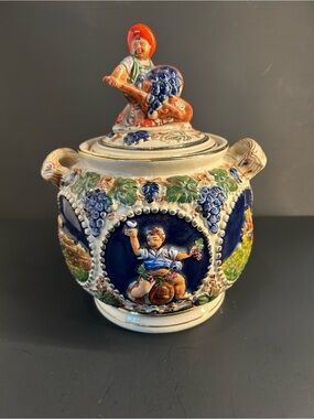 Vintage Gerz German HHanlgemalt Cookie/Biscuit Jar